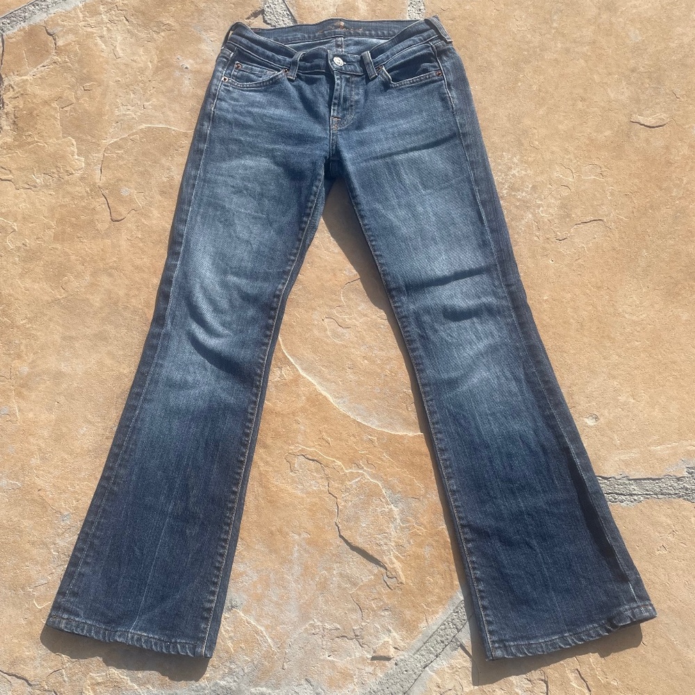 7 For All Mankind Womens Indigo Wash Bootcut Jeans (Size 25)